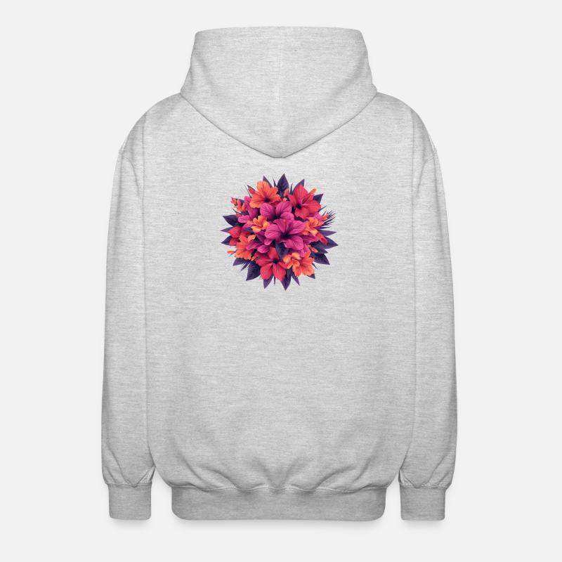 Bouquet de fleurs de feu d’hibiscus - Veste à capuche unisexe - gris clair chiné