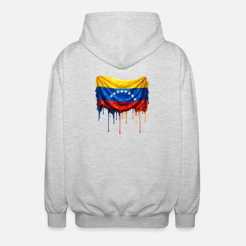 Largage du drapeau du Venezuela - Veste à capuche unisexe - gris clair chiné