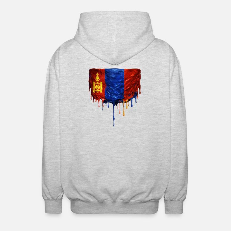 Chute du drapeau mongol - Veste à capuche unisexe - gris clair chiné