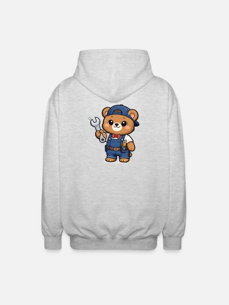 Little Bear Craftsman with Wrench - Unisex Hooded Jacket - light heather grey