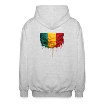 Drapeau du Mali en illustration de goutte - Veste à capuche unisexe - gris clair chiné - Dos - AI Model Male 185 light (185cm)