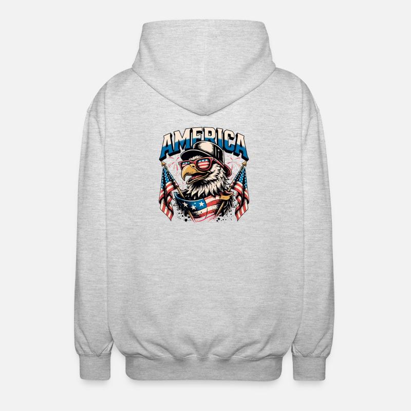 Patriotic Eagle with Flags - Unisex Hooded Jacket - light heather grey