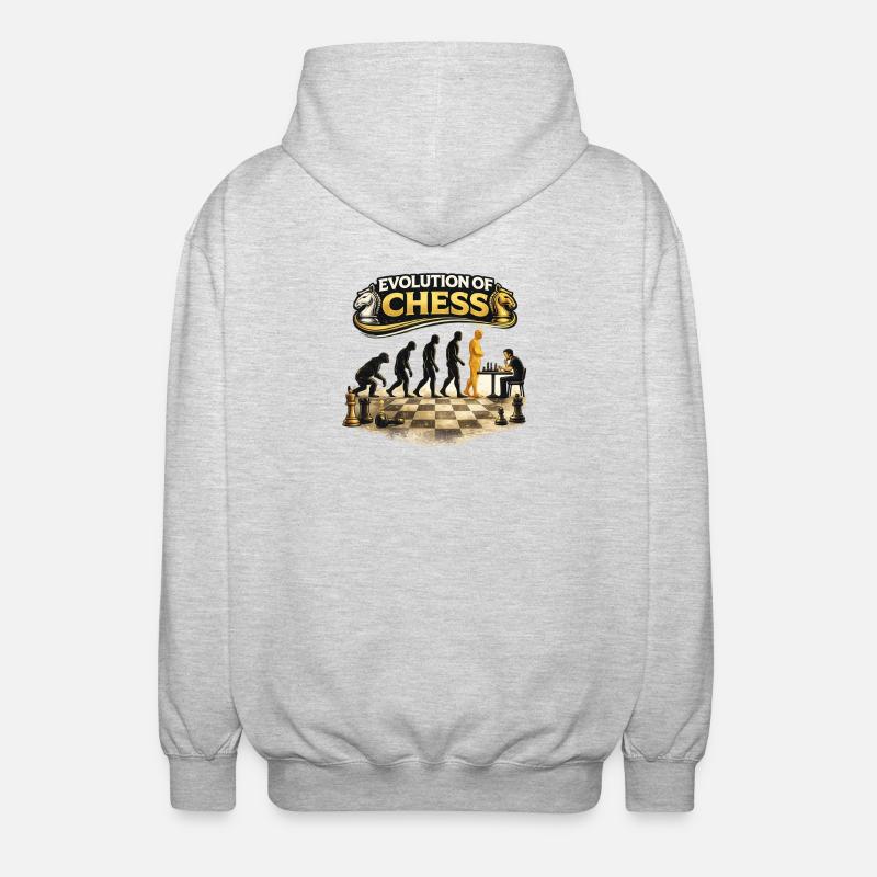 Évolution des échecs - Veste à capuche unisexe - gris clair chiné