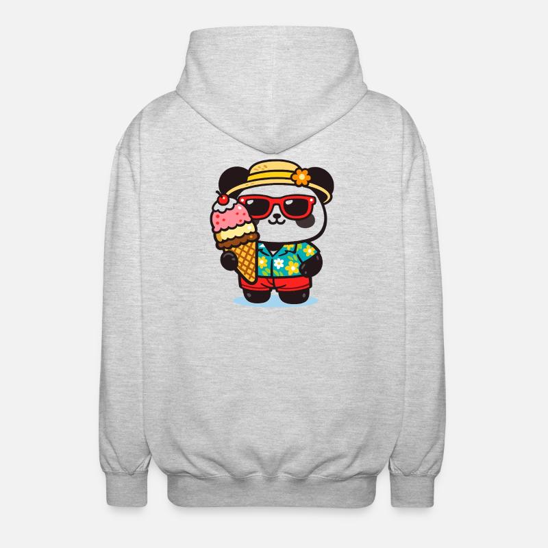 Panda Surf mit Eis - Unisex Hooded Jacket - light heather grey