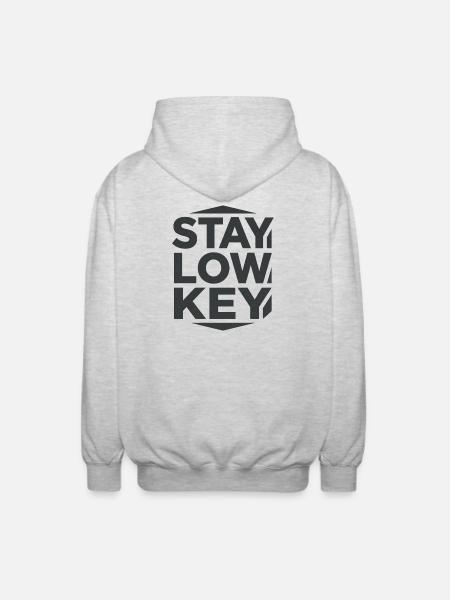 Stay Low Key – ruhige Wohnästhetik - Unisex Kapuzenjacke - Hellgrau meliert