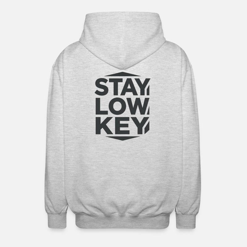 Stay Low Key – ruhige Wohnästhetik - Unisex Kapuzenjacke - Hellgrau meliert