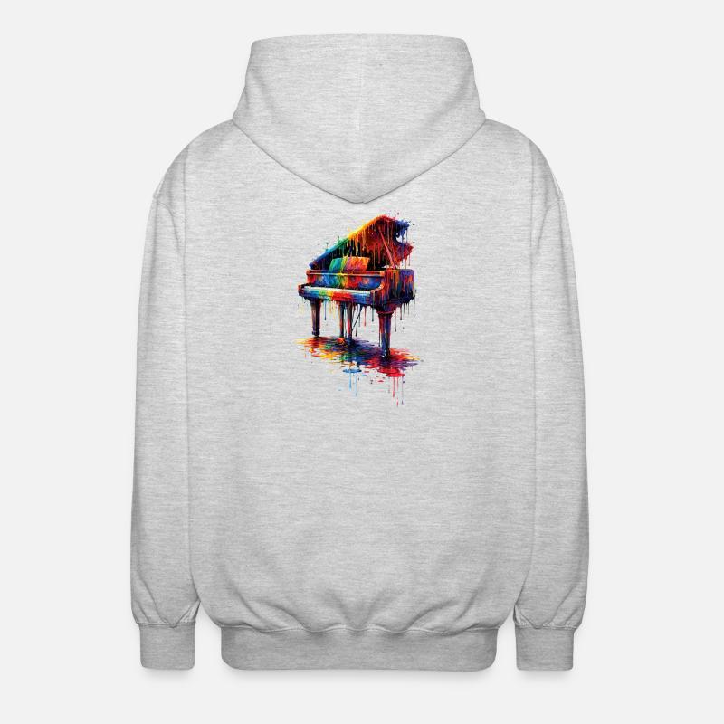 Klavier mit tropfender Farbe - Unisex Kapuzenjacke - Hellgrau meliert