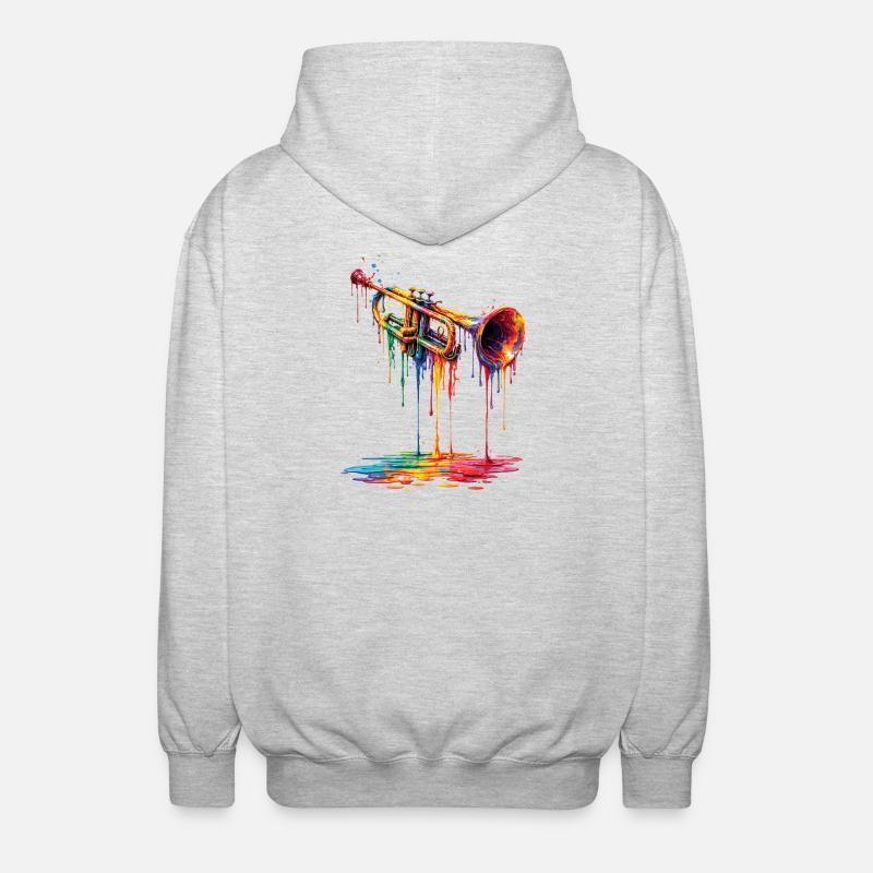 Trumpet with dripping paint - Unisex Hooded Jacket - light heather grey