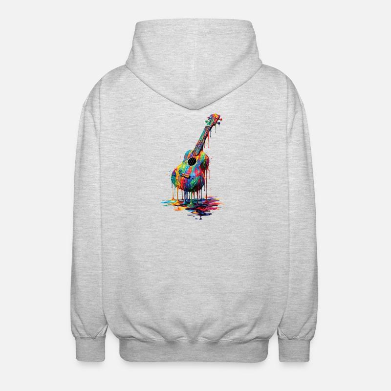 Ukulele mit tropfender Farbe - Unisex Kapuzenjacke - Hellgrau meliert
