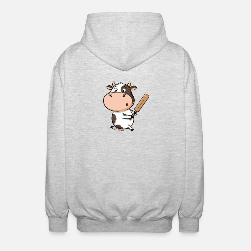 Rolig ko på cricket för barnfans - Luvjacka unisex - ljusgråmelerad