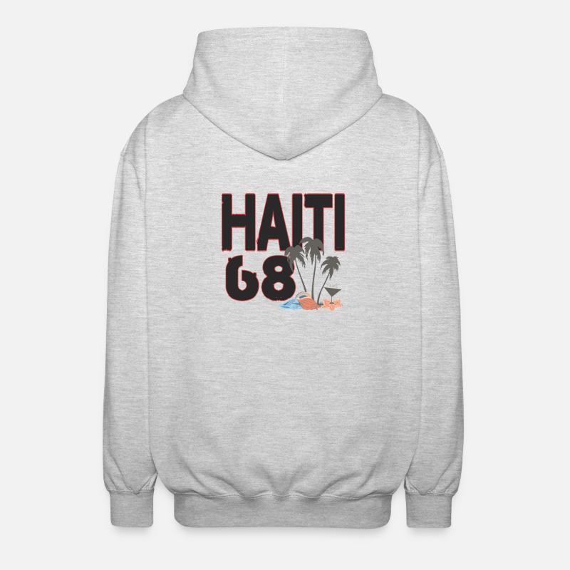 Haiti 68 avec un style insulaire - Veste à capuche unisexe - gris clair chiné