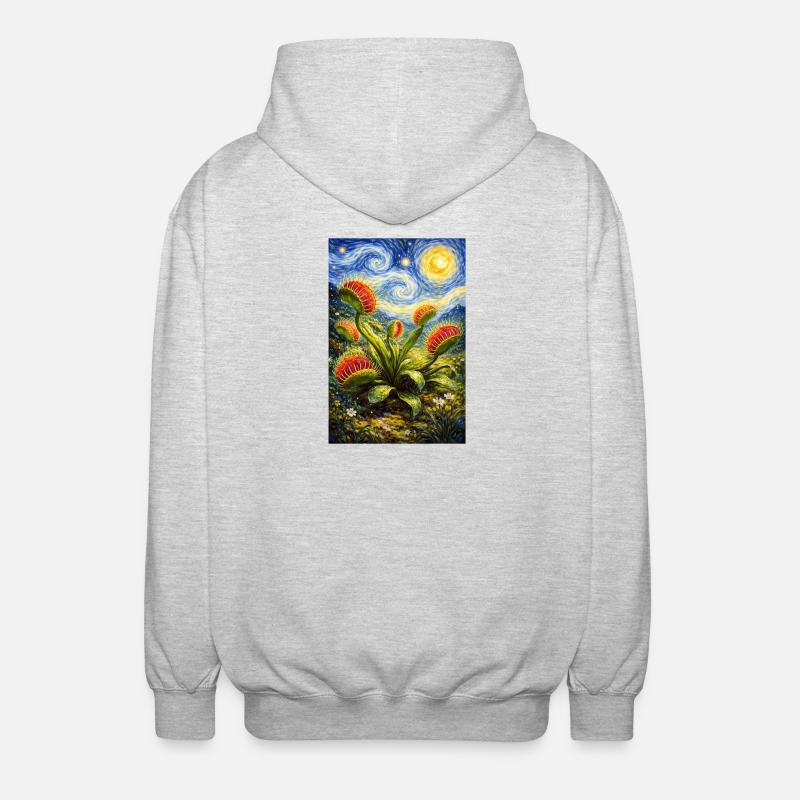Venus Flytrap Starry Night - Unisex Hooded Jacket - light heather grey