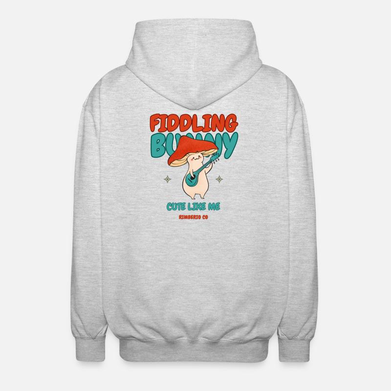 Fiddling Magic Mushroom Rabbit - Unisex Hooded Jacket - light heather grey