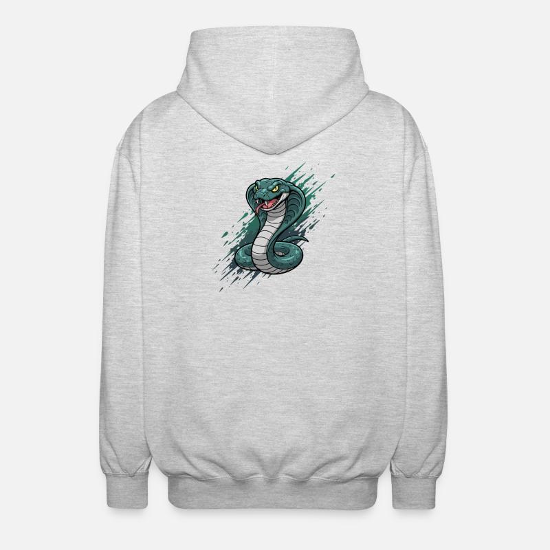 Cobra dans un motif d’impression d’attaque - Veste à capuche unisexe - gris clair chiné