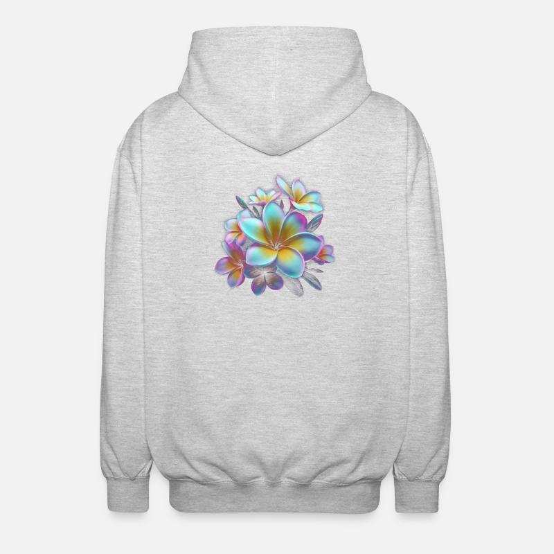 Regenbogen Plumeria Farbexplosion - Unisex Kapuzenjacke - Hellgrau meliert
