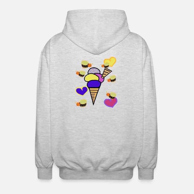 Retro Eis Eiskrem Eiscreme Bienen - Unisex Hooded Jacket - light heather grey