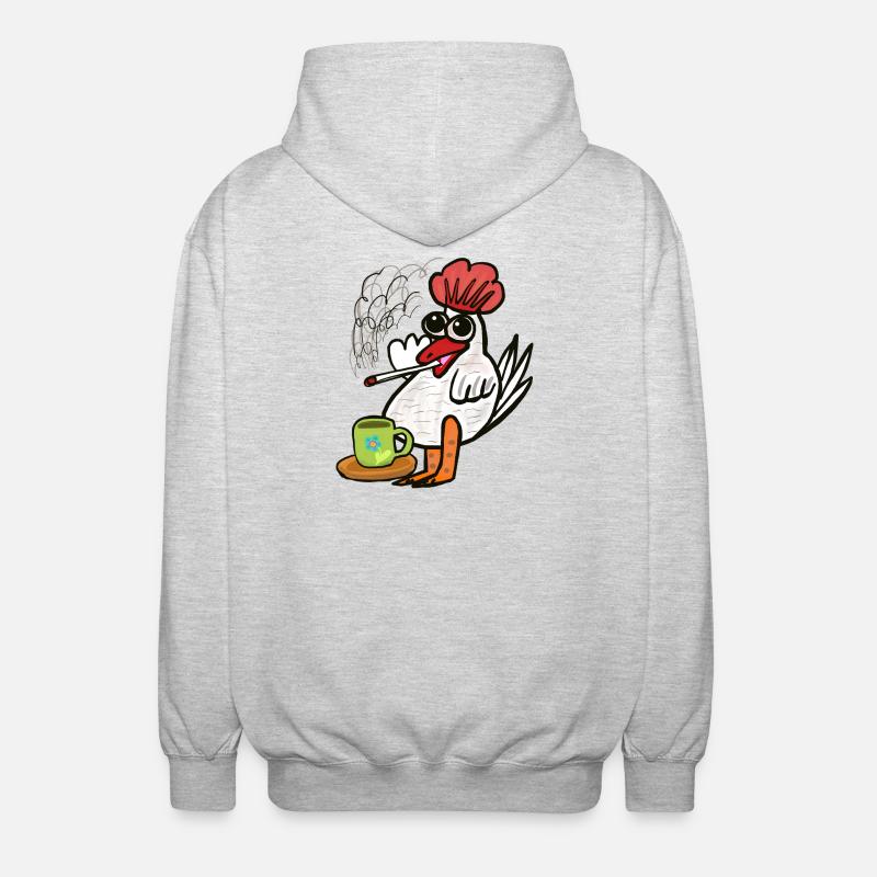 Kaffee Kippen Zigaretten Huhn Pause - Unisex Kapuzenjacke - Hellgrau meliert