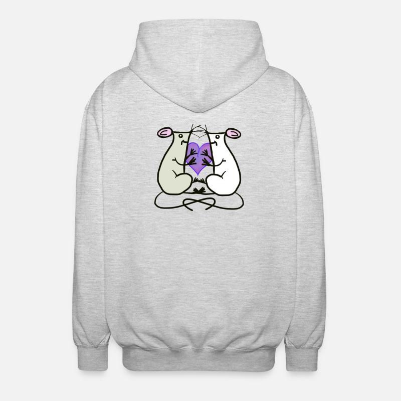 Ratten Mäuse Herz Valentin Freunde - Unisex Kapuzenjacke - Hellgrau meliert