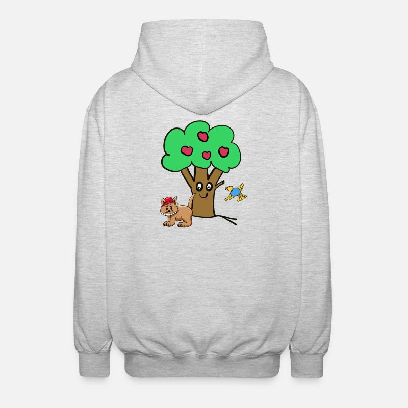 Pommier Chat Oiseau Enfants Jardin Nature - Veste à capuche unisexe - gris clair chiné