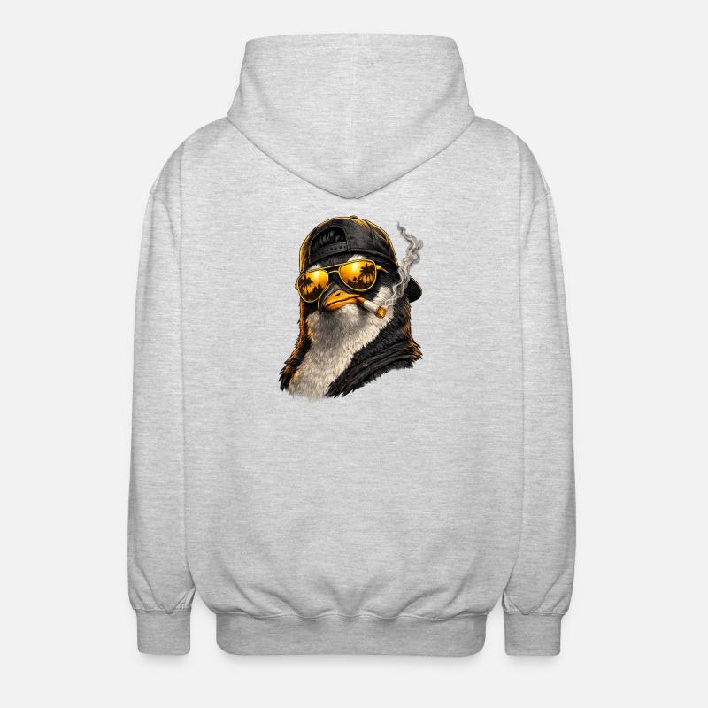 Sun penguin with palm tree reflection - Unisex Hooded Jacket - light heather grey