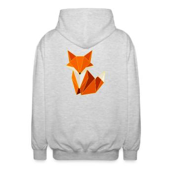 Fuchs Polygon Geometrie Design  - Unisex Kapuzenjacke - Hellgrau meliert - Hinten - AI Model Male 185 light (185cm)