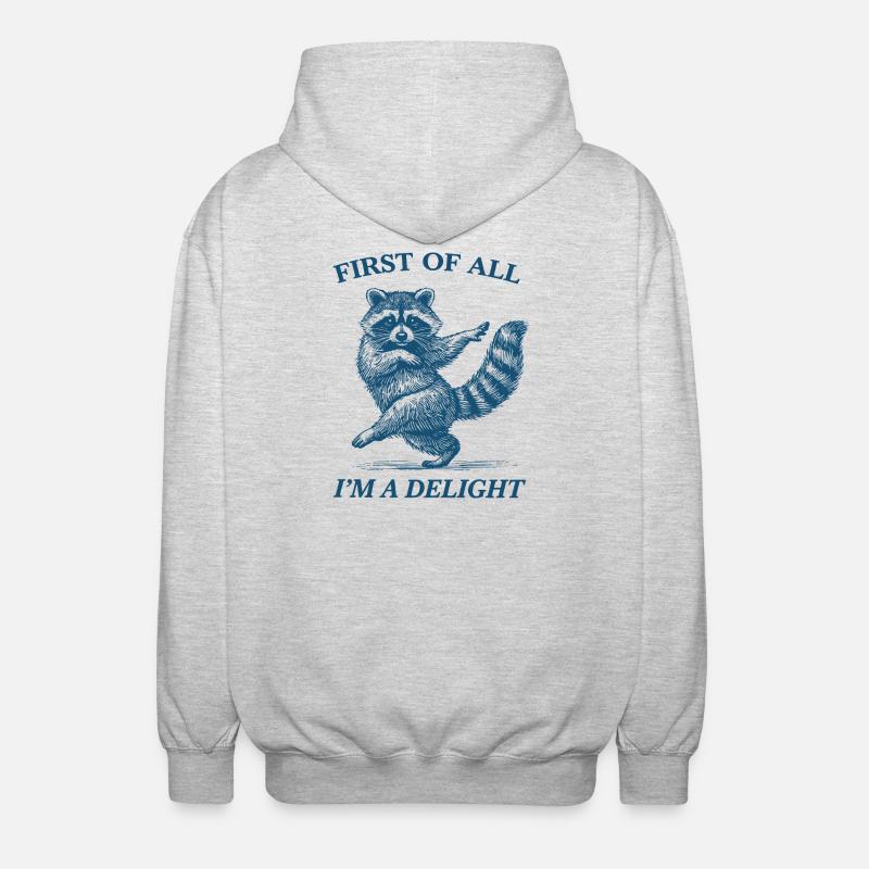 Zunächst einmal bin ich ein Delight-Waschbär - Unisex Kapuzenjacke - Hellgrau meliert
