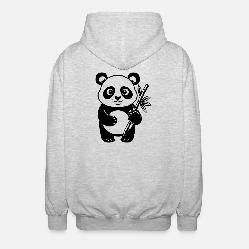Panda With Bamboo - Unisex Hooded Jacket - light heather grey