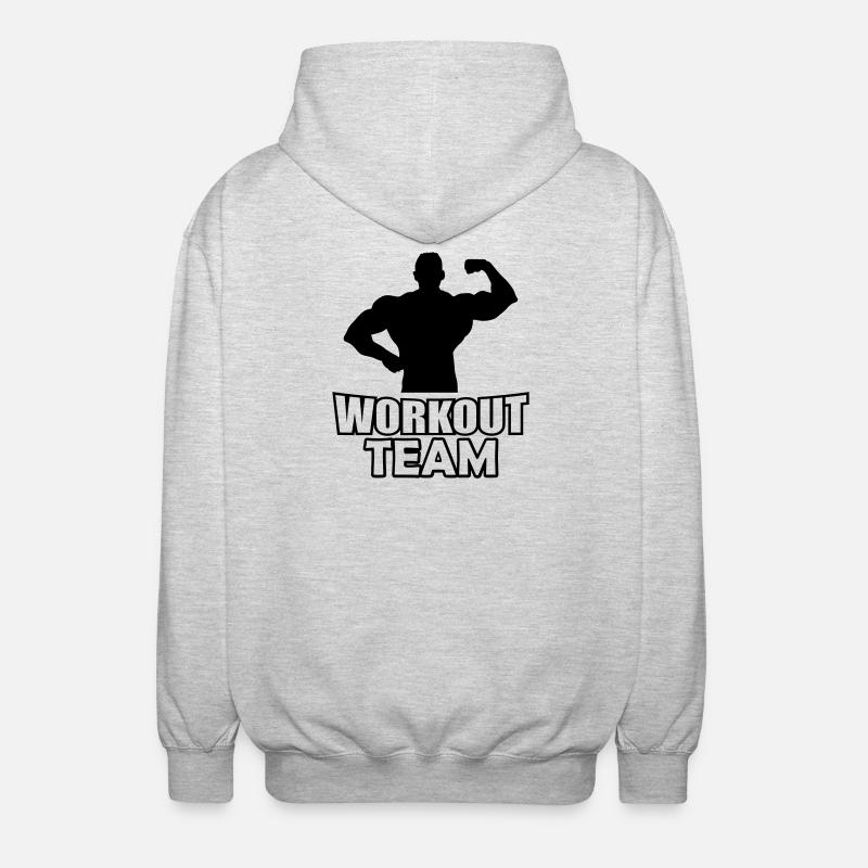 workout_team- - Unisex Hooded Jacket - light heather grey