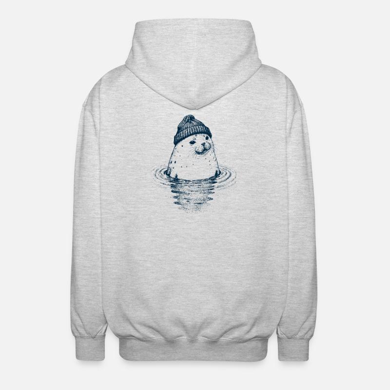 Seal with cap - Unisex Hooded Jacket - light heather grey