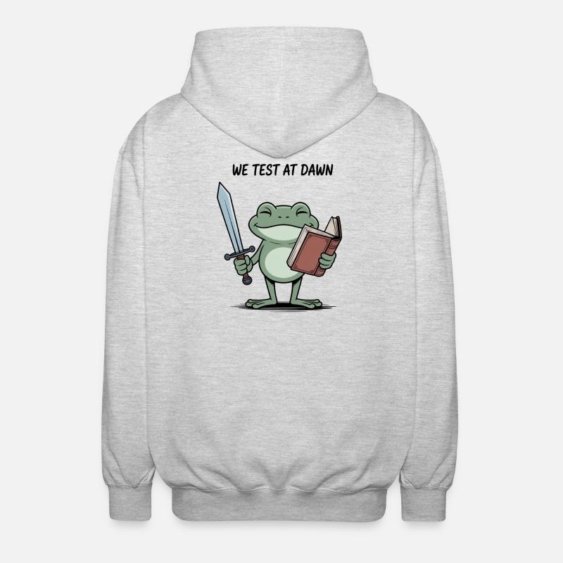 Dawn Quest Frog: Sword & Scroll - Unisex Hooded Jacket - light heather grey