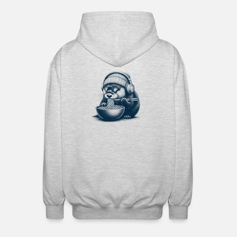 Ramen Otter - Unisex Hooded Jacket - light heather grey