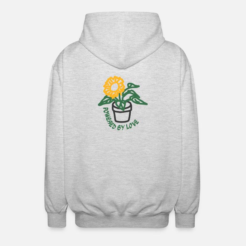Boho Powered by Love Topf-Sonnenblume - Unisex Kapuzenjacke - Hellgrau meliert