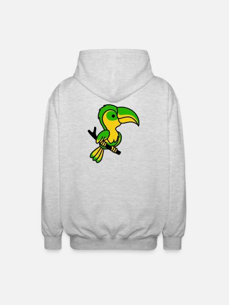 Toucan néon vert et jaune - Veste à capuche unisexe - gris clair chiné