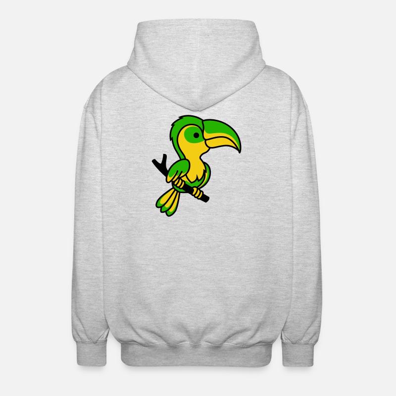 Toucan néon vert et jaune - Veste à capuche unisexe - gris clair chiné