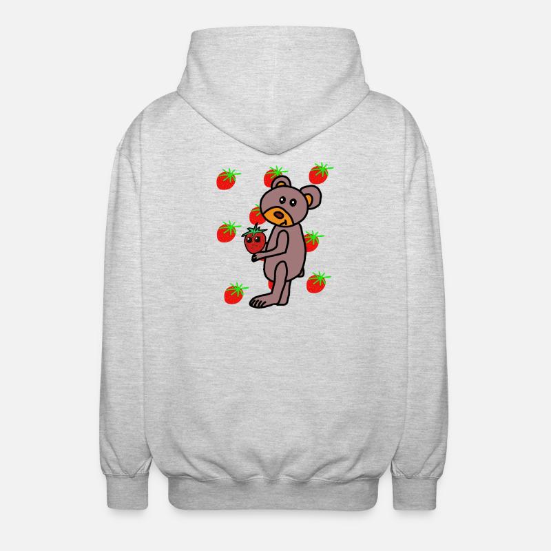 Teddy Teddybär Erdbeere Erdbeeren Kind - Unisex Kapuzenjacke - Hellgrau meliert