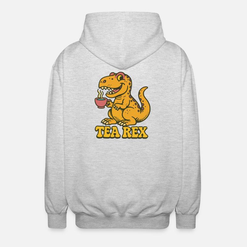 Tea Rex: Dinosaur Tea Time - Unisex Hooded Jacket - light heather grey