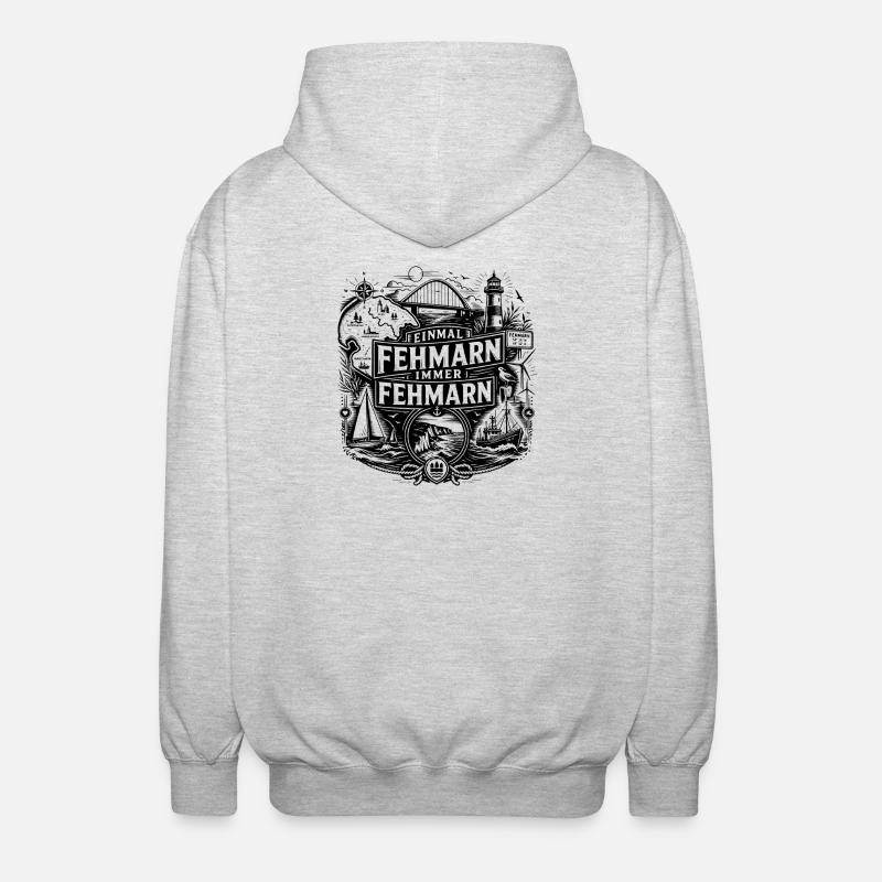 Fehmarn - Einmal Fehmarn immer Fehmarn - Unisex Kapuzenjacke - Hellgrau meliert