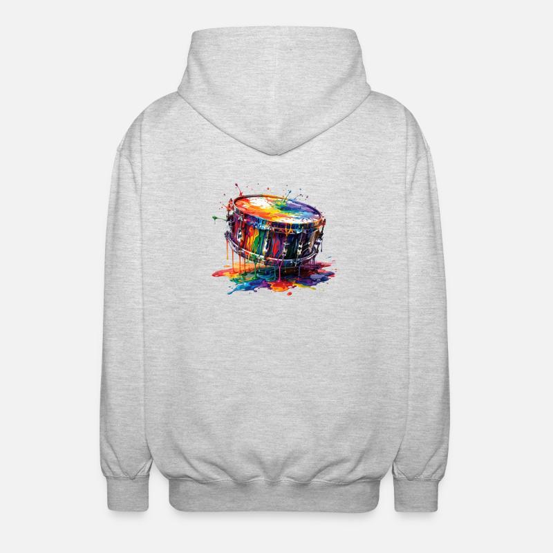 Snare drum with dripping paint - Unisex Hooded Jacket - light heather grey