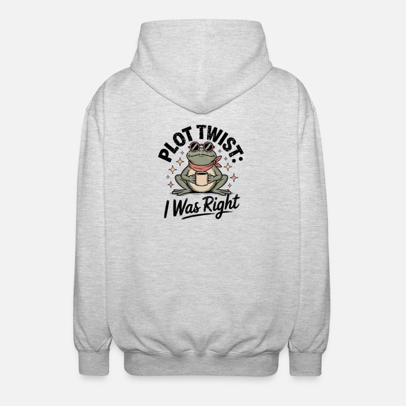 Plot Twist Frog: Ich hatte recht - Unisex Kapuzenjacke - Hellgrau meliert