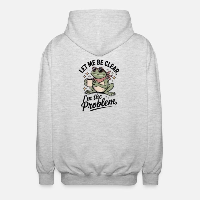 Caffeinated Frog: I'm the Problem - Unisex Hooded Jacket - light heather grey