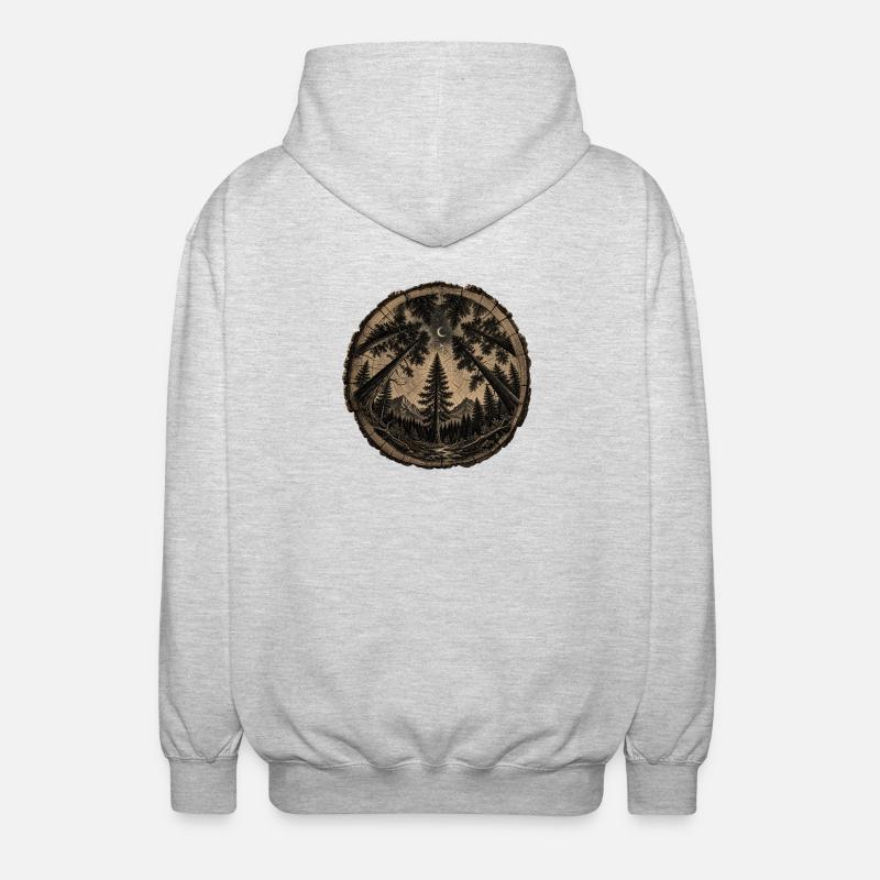 Moonlit Forest Circle - Unisex Hooded Jacket - light heather grey