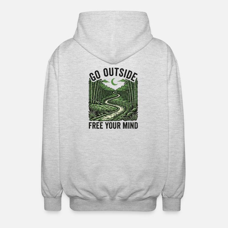 Go Outside Free Your Mind - Veste à capuche unisexe - gris clair chiné