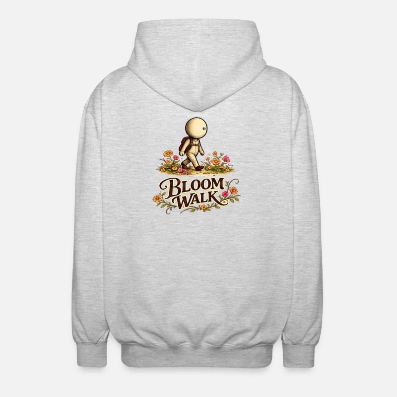 Der kleine Gedanke | Bloom Walk Blütenpfad - Unisex Kapuzenjacke - Hellgrau meliert