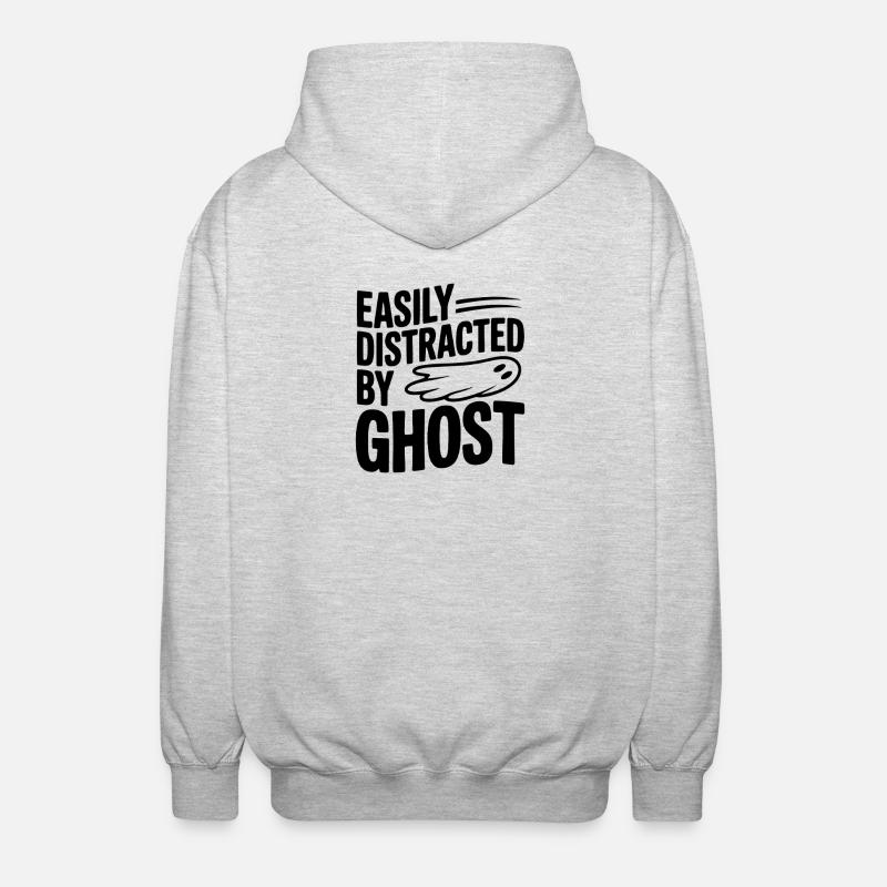 Easily Distracted by Ghost - Unisex Hooded Jacket - light heather grey