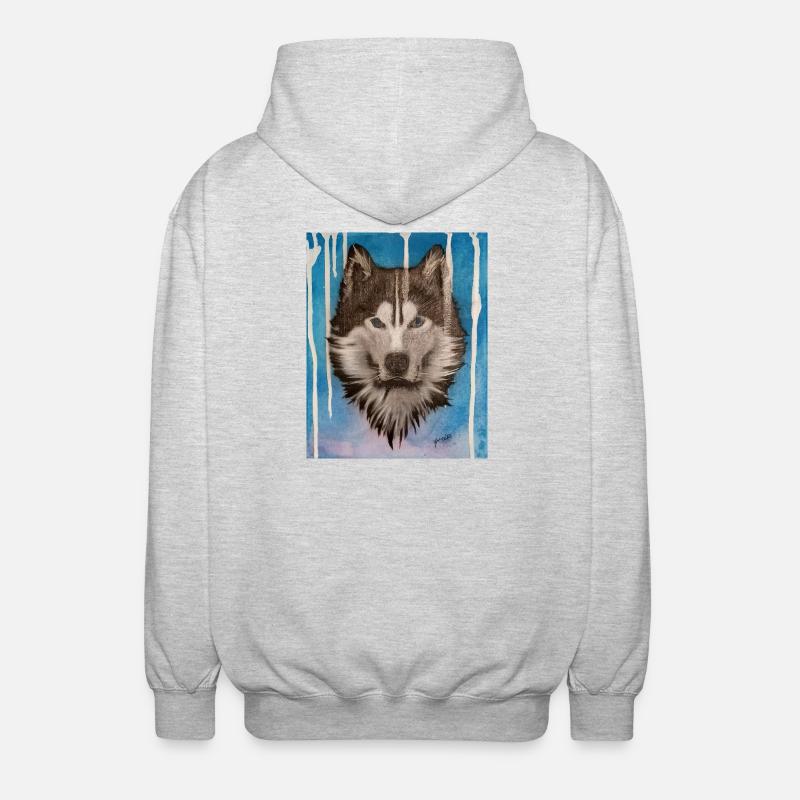 Conception aquarelle Husky - Veste à capuche unisexe - gris clair chiné
