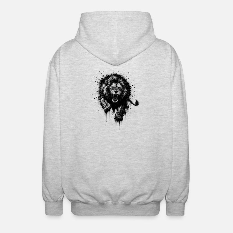 Lion en silhouette éclaboussure - Veste à capuche unisexe - gris clair chiné