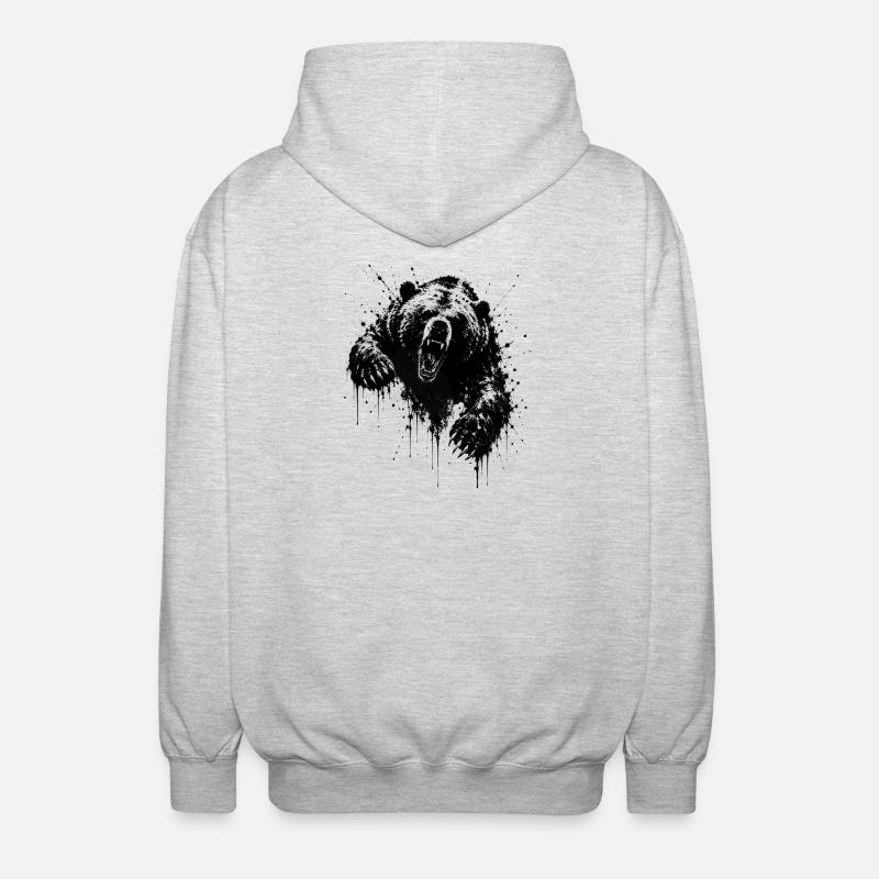 Dunkler Bär Spritz Graffiti - Unisex Kapuzenjacke - Hellgrau meliert