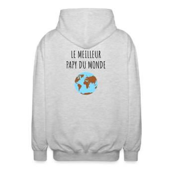 Meilleur Papy Globe - Veste à capuche unisexe - gris clair chiné - Dos - AI Model Male 185 light (185cm)