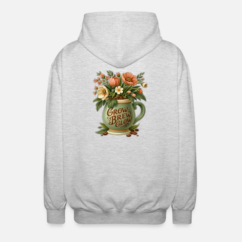 Grow Brew Glow Mug Flora - Unisex Hooded Jacket - light heather grey