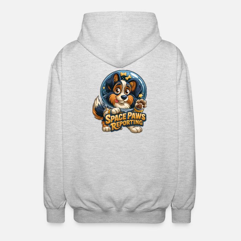 Cosmic Pup Space Paws Design - Unisex Hooded Jacket - light heather grey